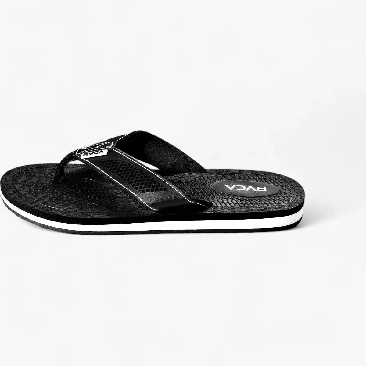 Rvca Mens Perforated Tbar Sandal Black - Image 2