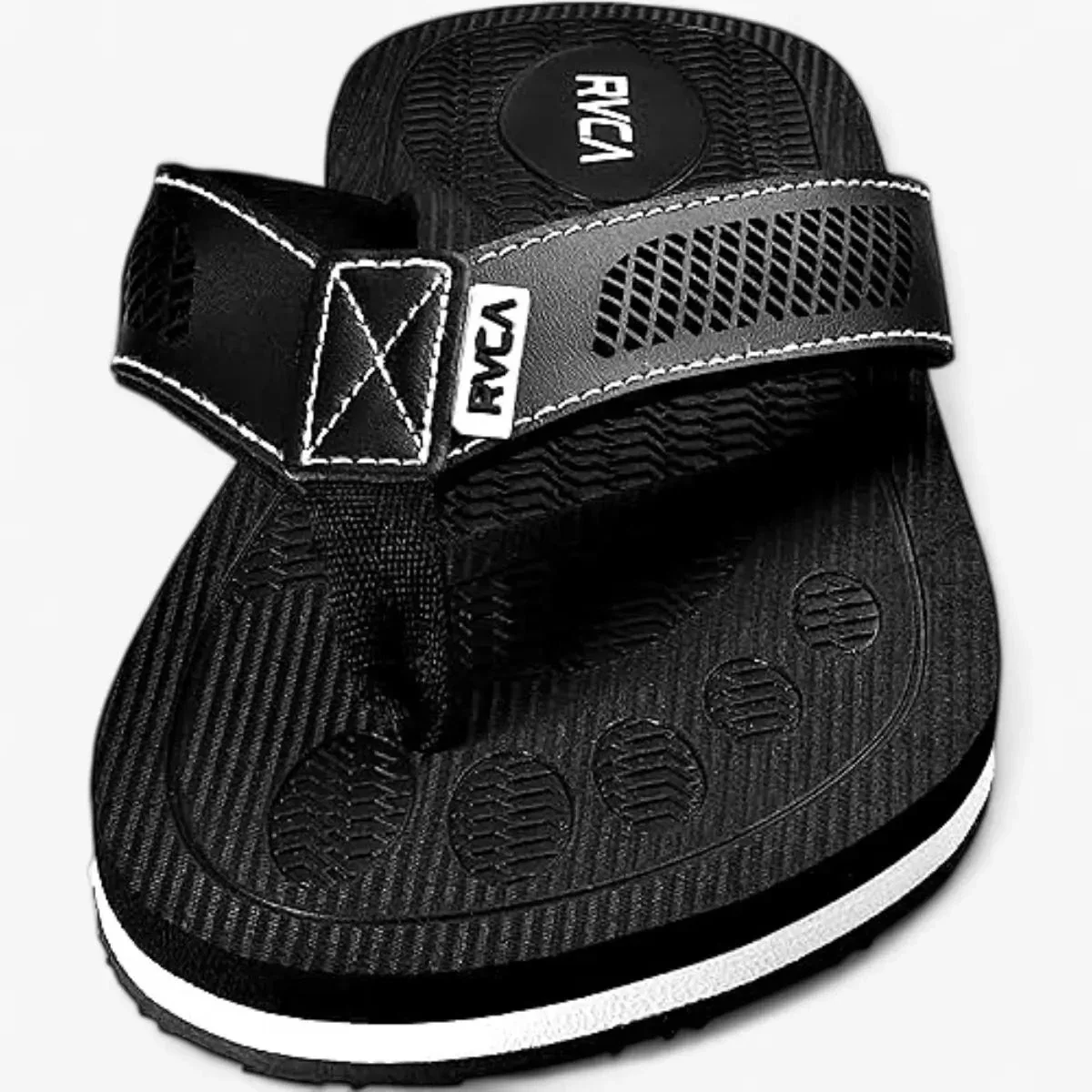 Rvca Mens Perforated Tbar Sandal Black - Image 3