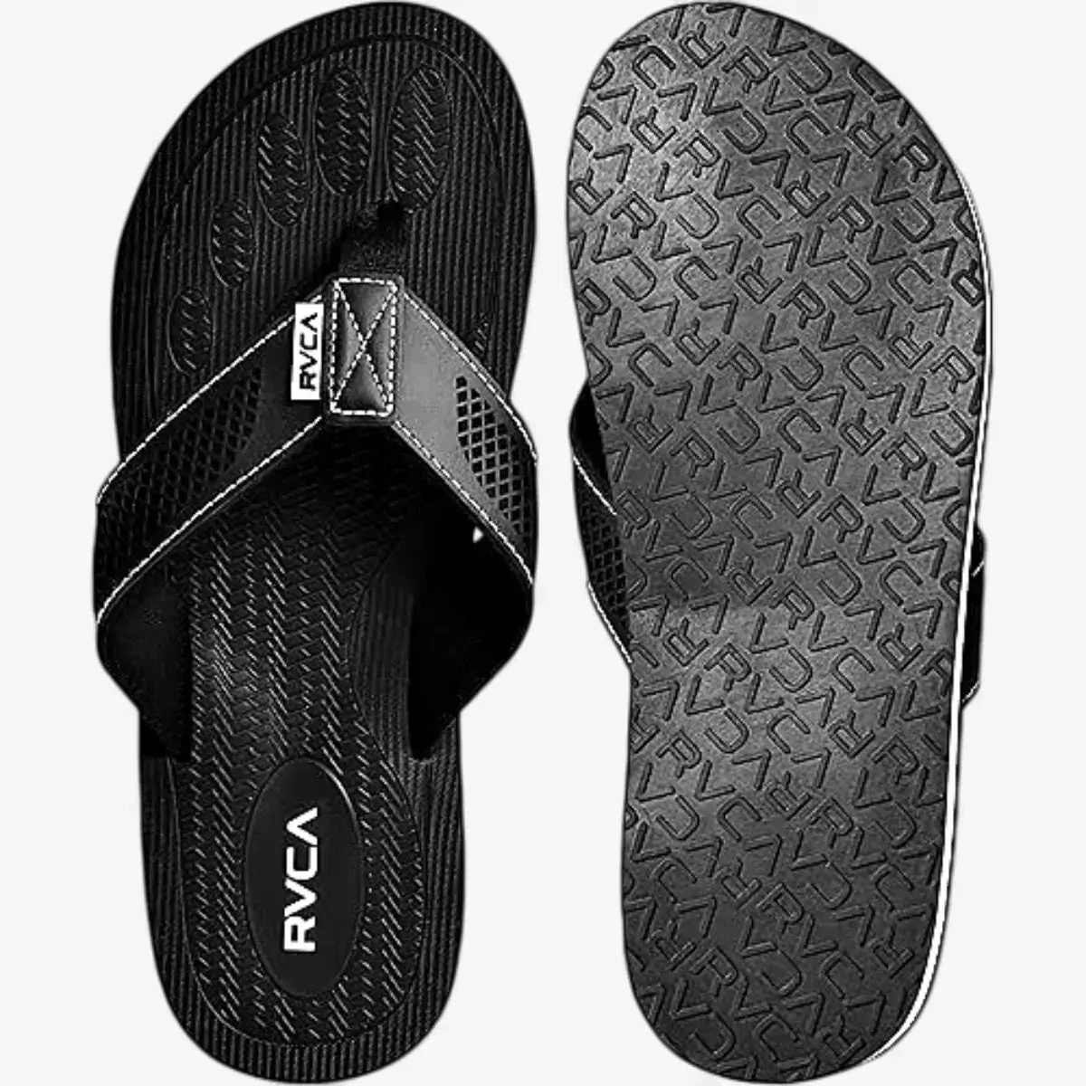 Rvca Mens Perforated Tbar Sandal Black - Image 5