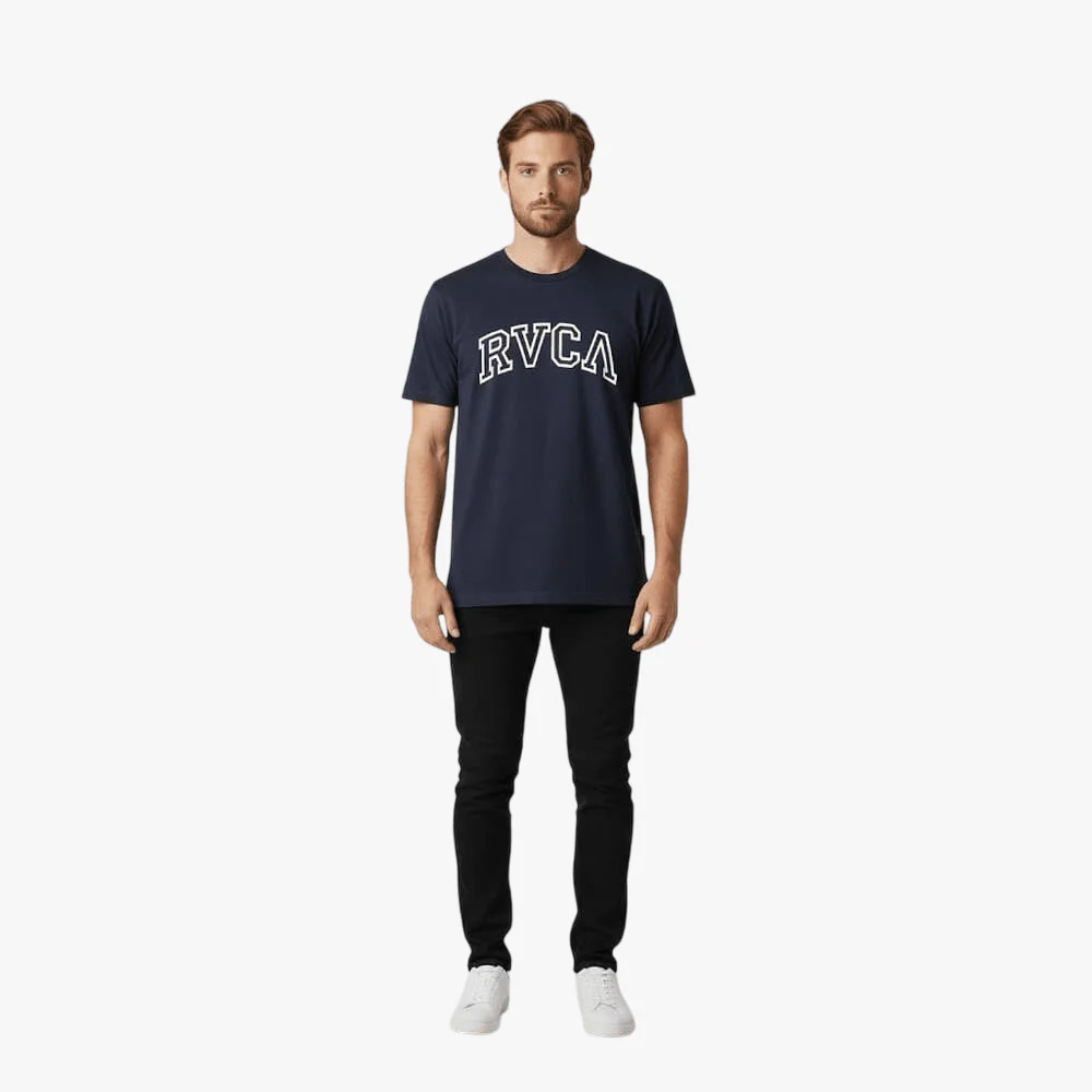 Rvca Mens Teamster Short Sleeve Tee Navy Blazer