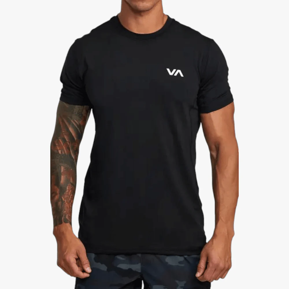 Rvca Mens Va Essentials Short Sleeve Tee Black Mock