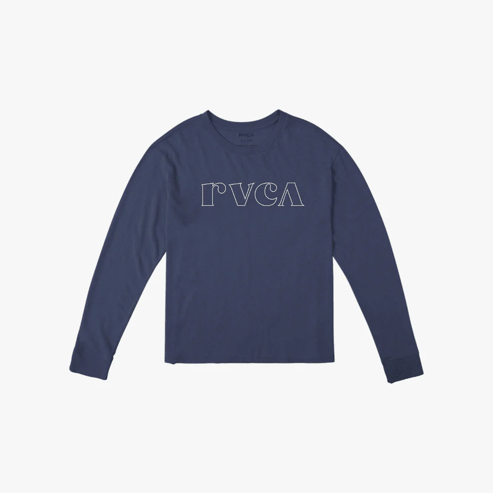 Rvca Womens Curl Keyline Long Sleeve Tee Moody Blue