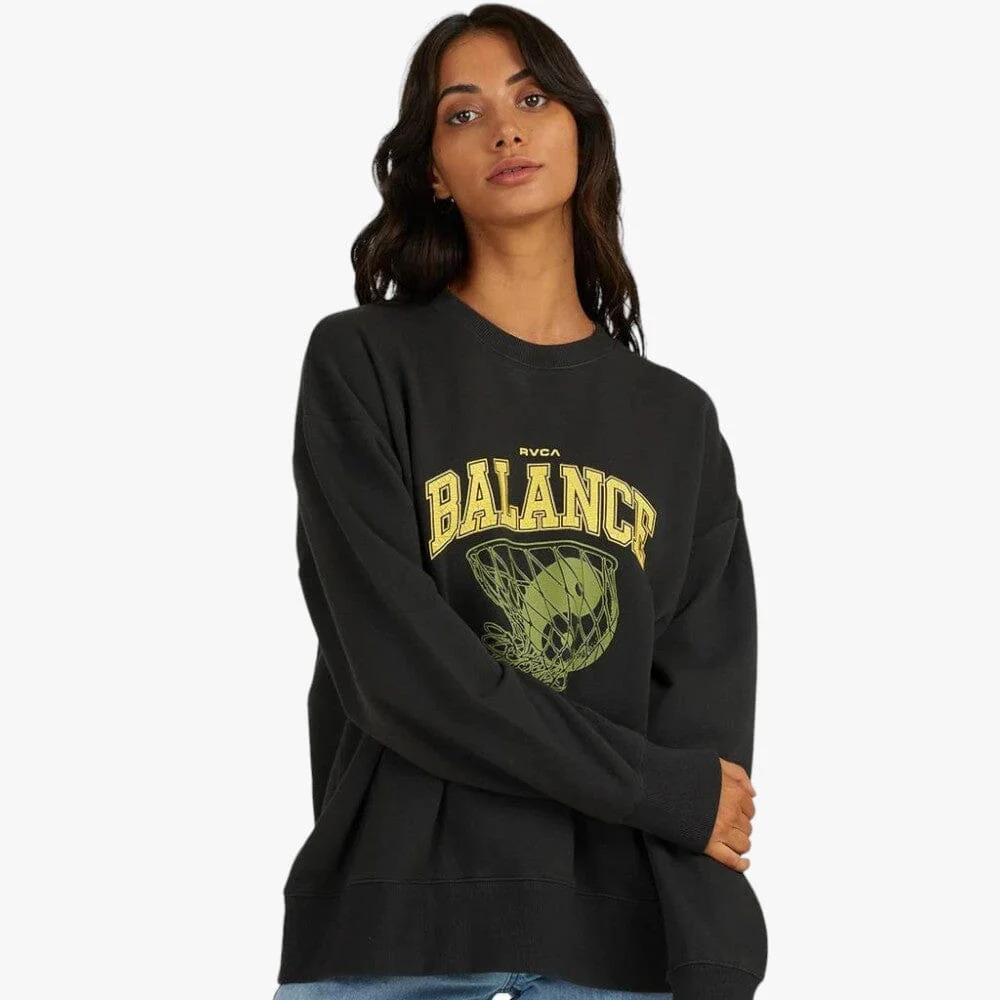 Rvca Womens Hoops Crew Sweater Pirate Black
