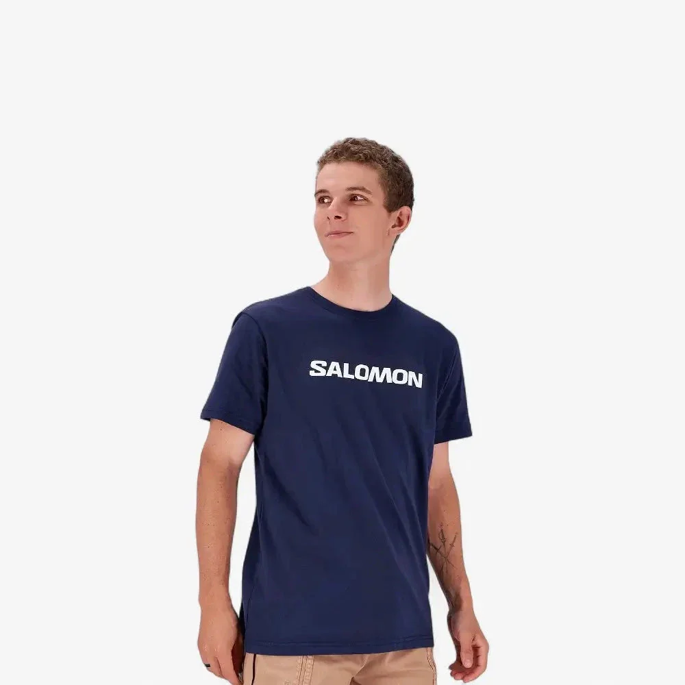 Salomon Mens Core Logo Short Sleeve Tee Blue Nights - Image 2