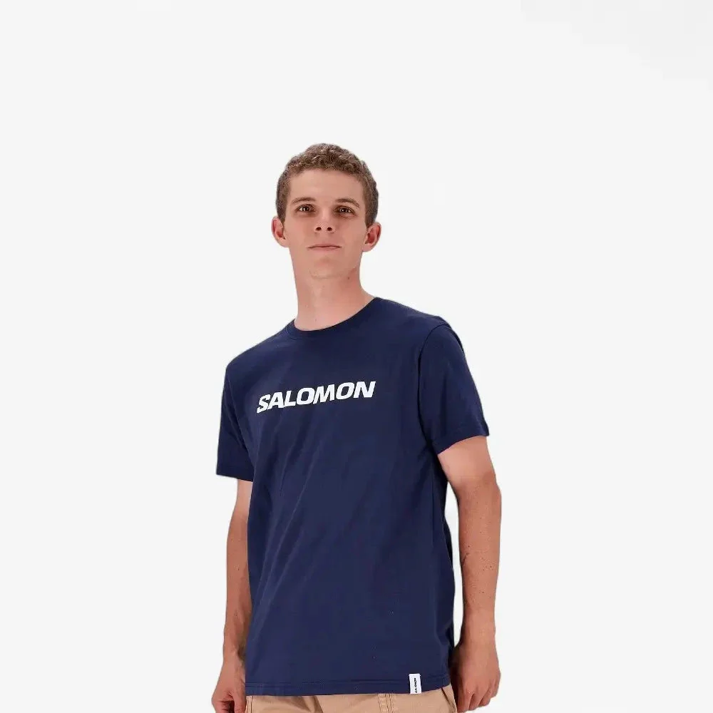 Salomon Mens Core Logo Short Sleeve Tee Blue Nights - Image 3