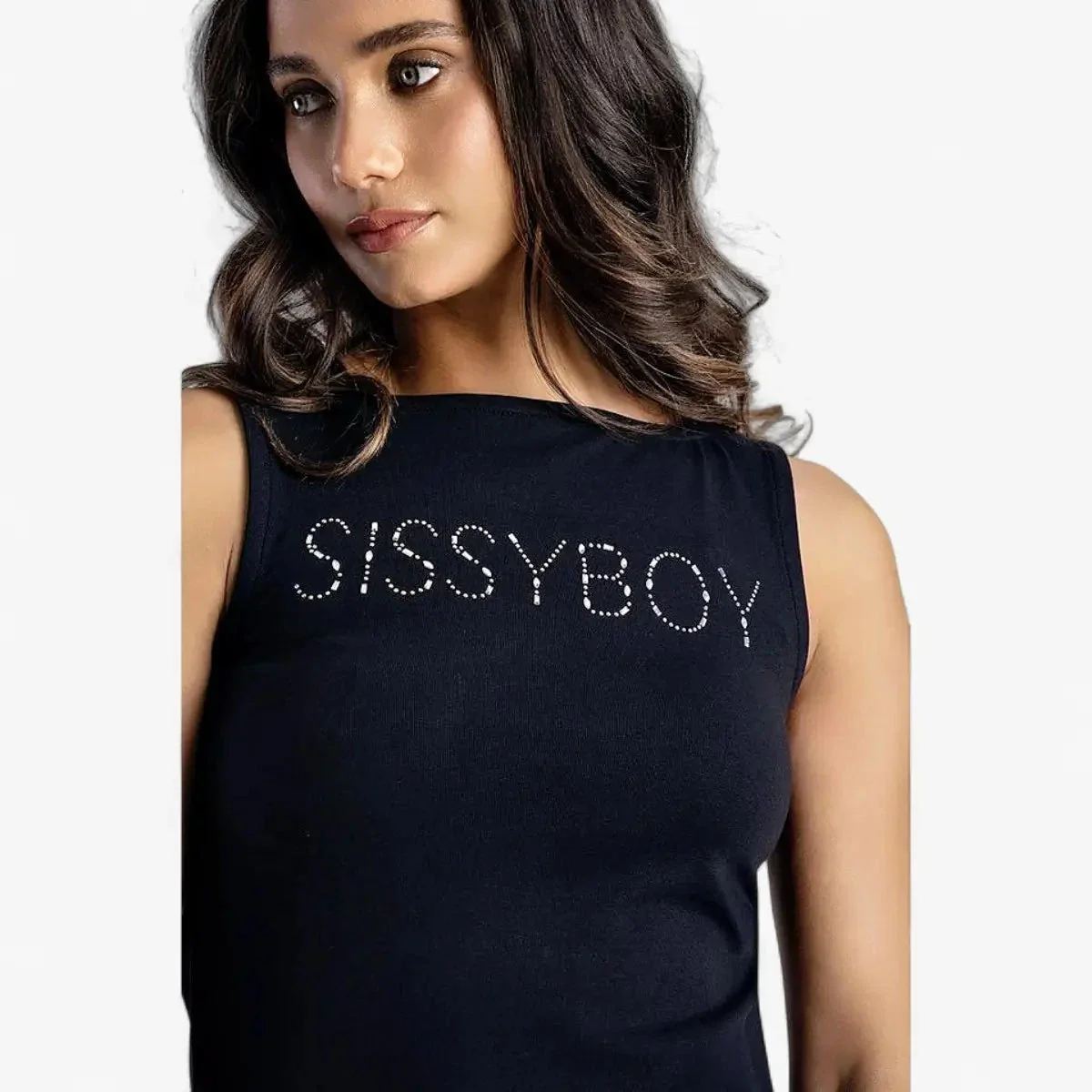 Sissy Boy Boat Neck Mini Dress Bling Logo Black - Image 3