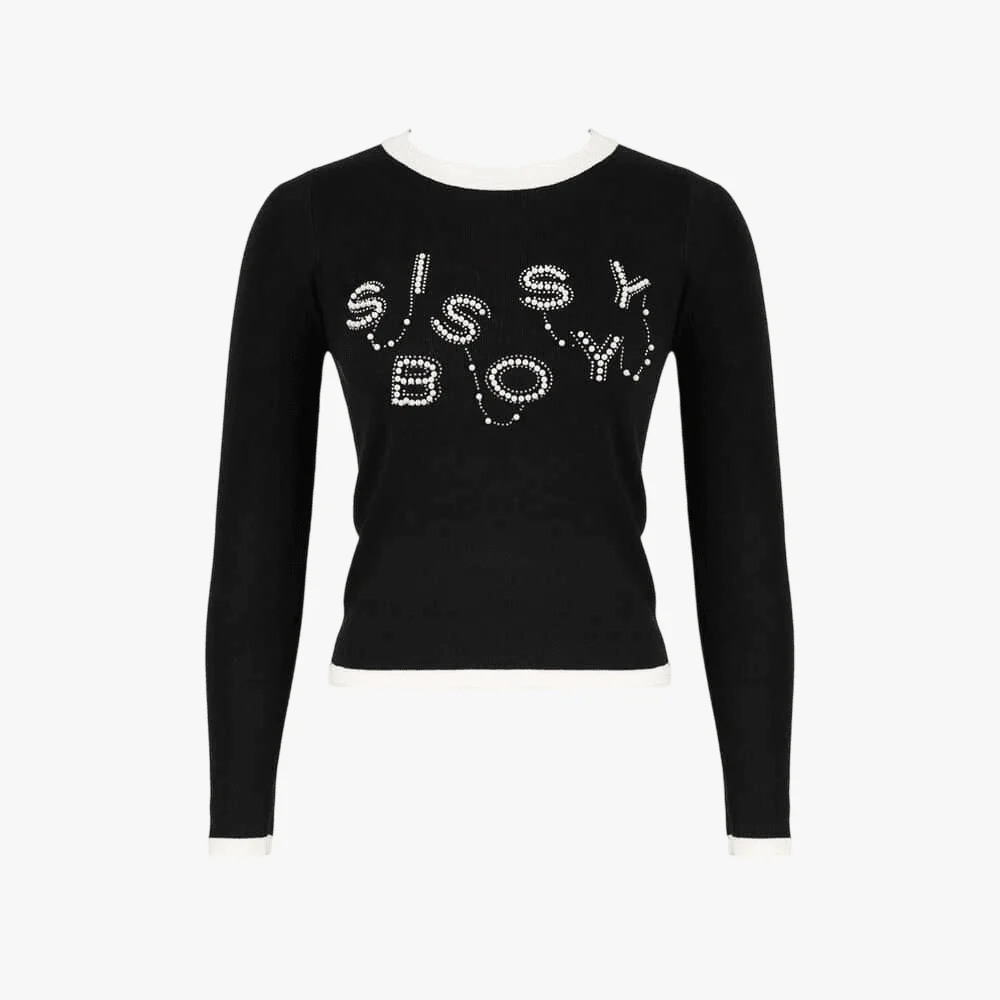 Sissy Boy City Lights Knit Top Blacl Off White