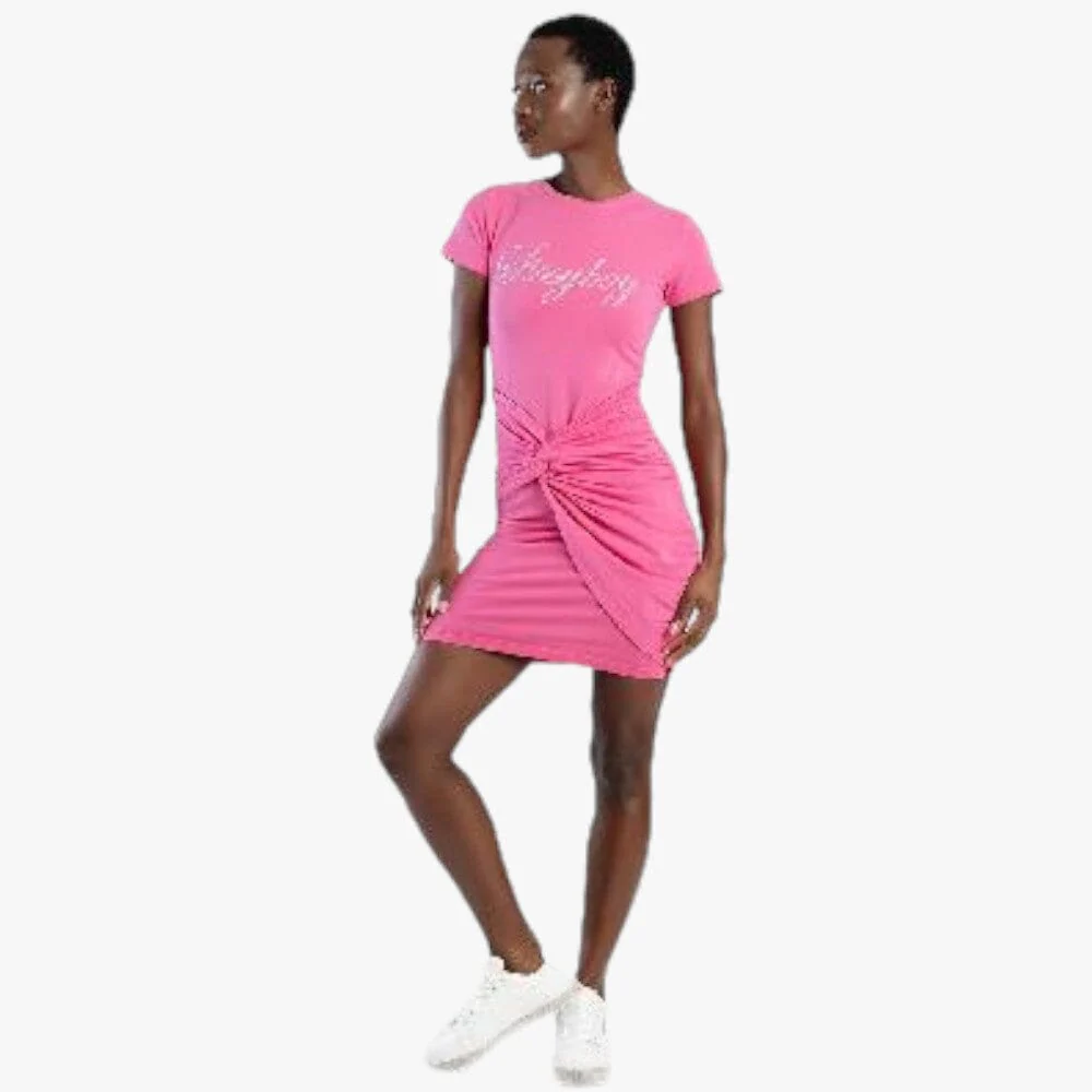 Sissy Boy Ladies T Shirt Dress Front Knot Detail Pink