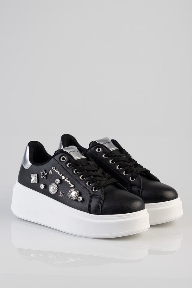 Sissy Boy Platform Sneaker Gem Detail Black
