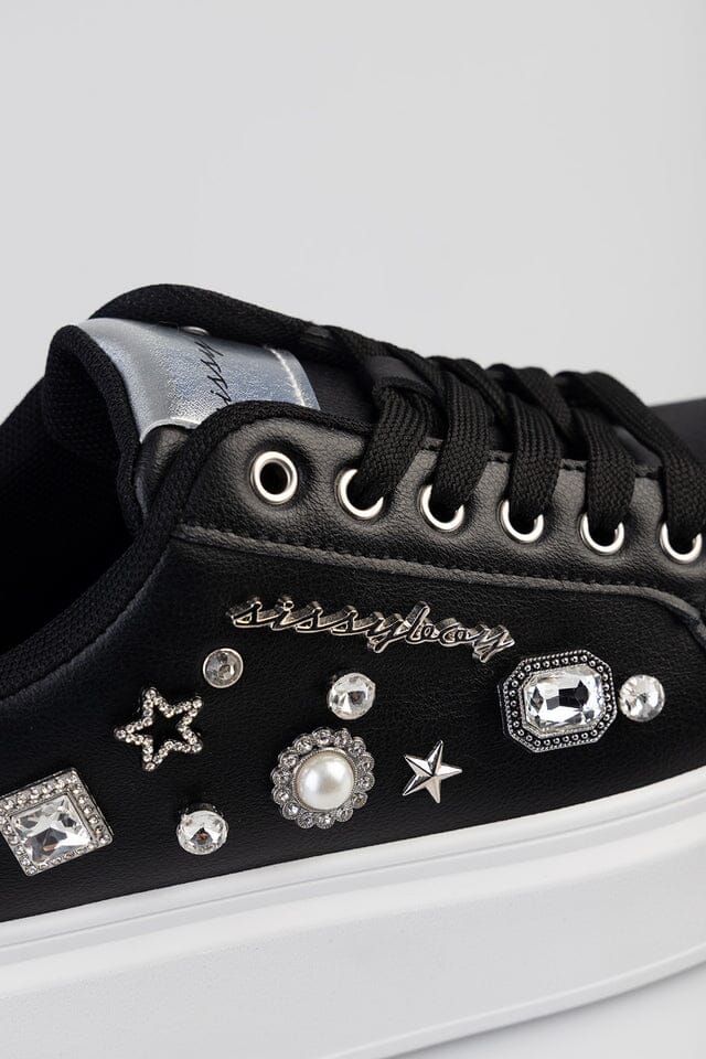 Sissy Boy Platform Sneaker Gem Detail Black - Image 2