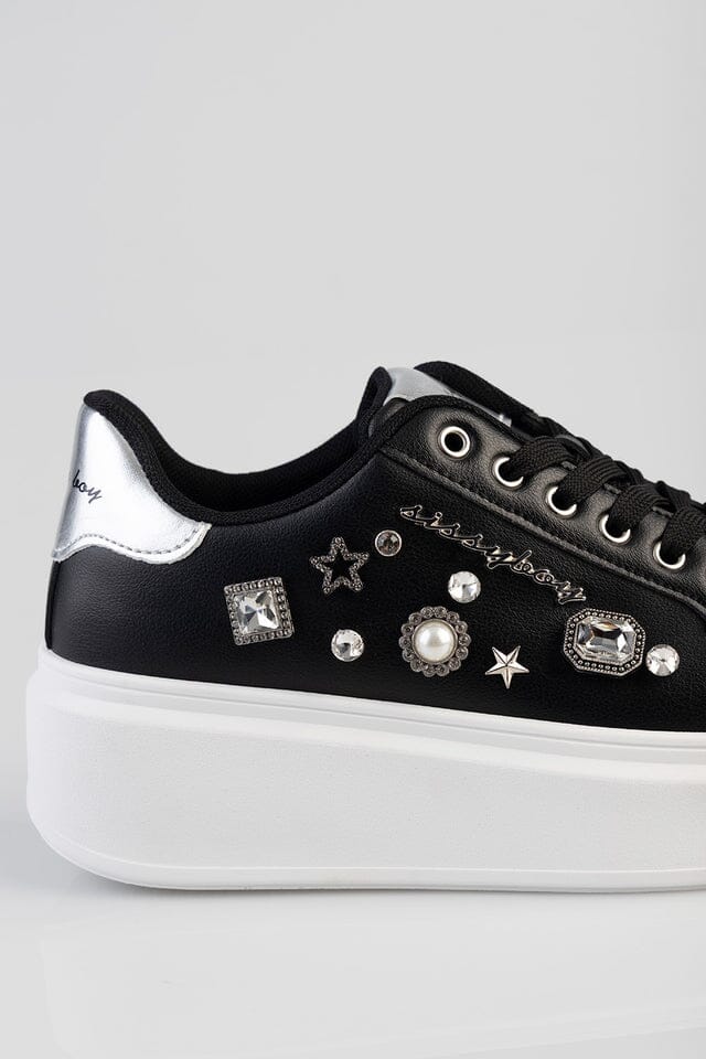 Sissy Boy Platform Sneaker Gem Detail Black - Image 7
