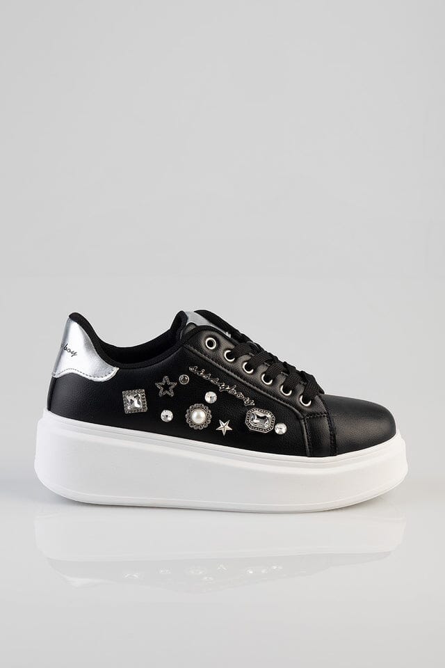 Sissy Boy Platform Sneaker Gem Detail Black - Image 8