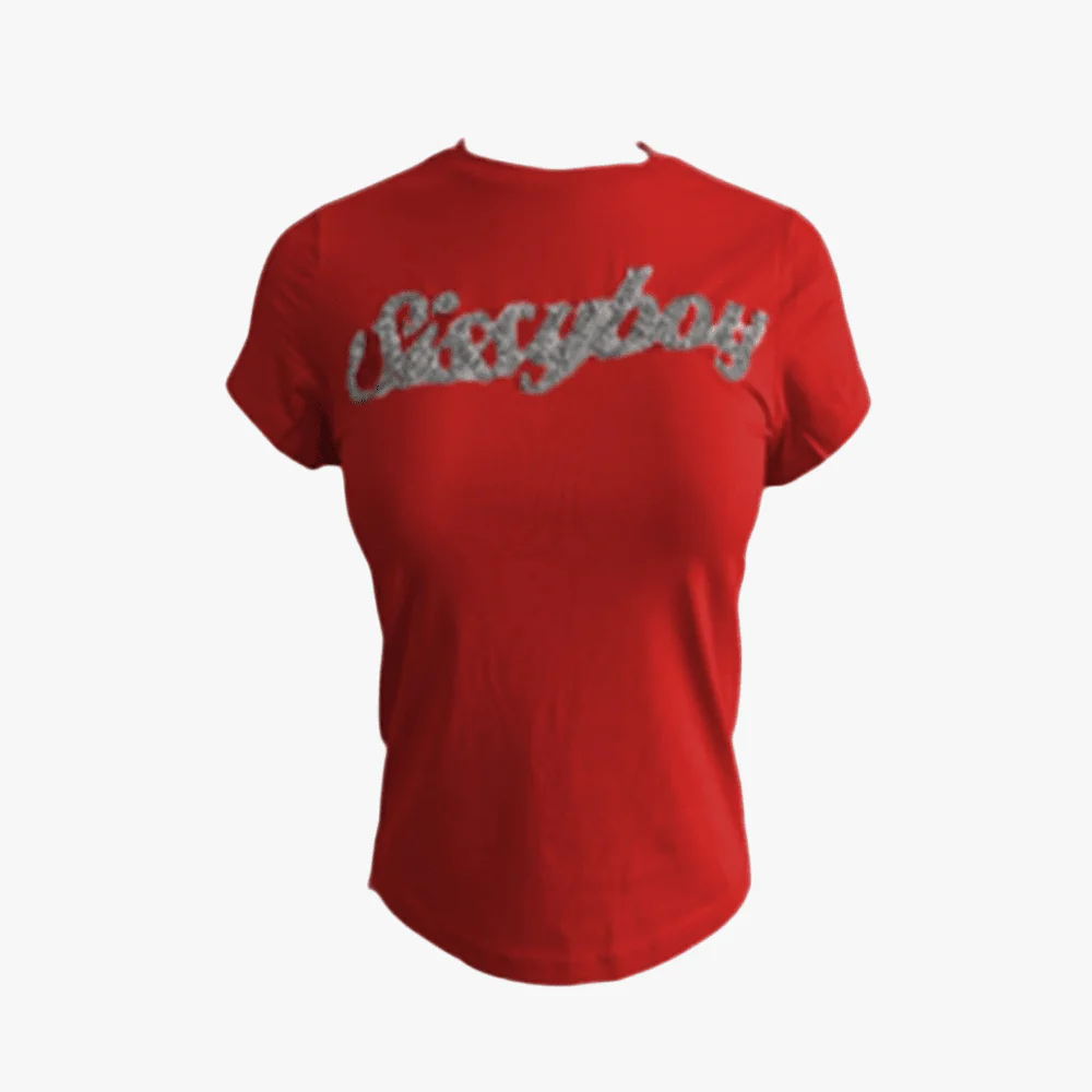 Sissy Boy Regular Short Sleeve Tee With Bling Red