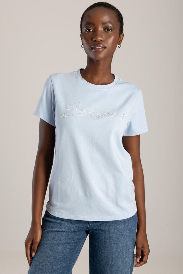 Sissy Boy Regular Tee Pearl Bling Transfer Pale Blue - Image 3
