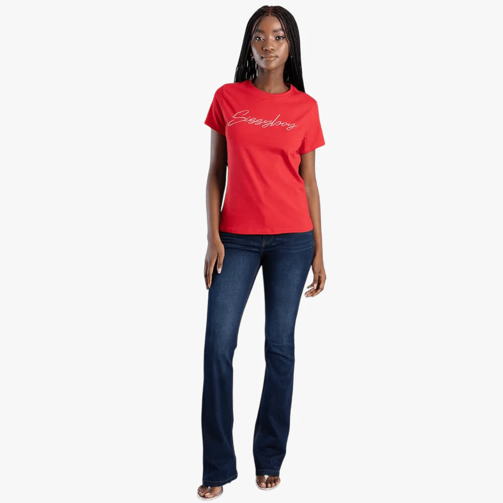 Sissy Boy Regular Tee Pearl Bling Transfer Red