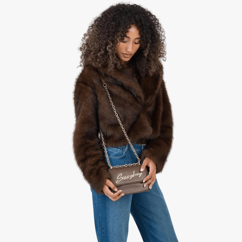 Sissy Boy Structured Crossbody Bag Brown
