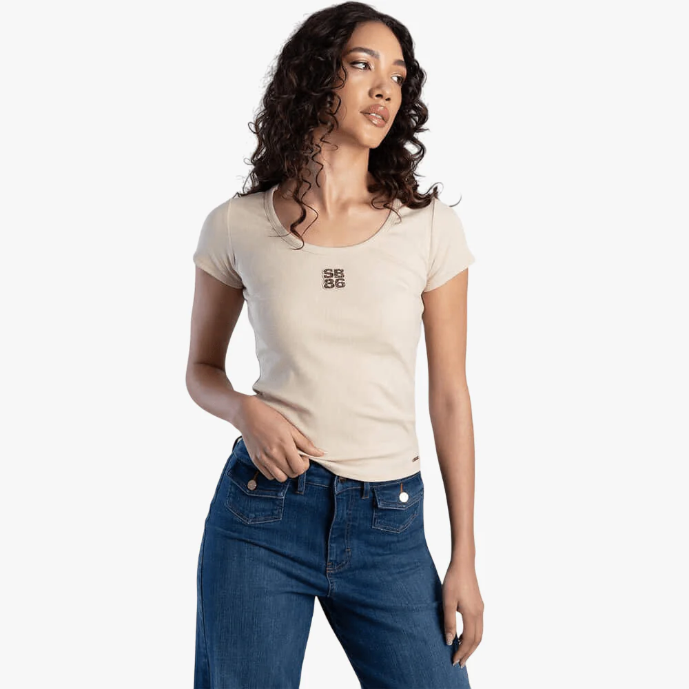 Sissy Boy Womens Future Lover Short Sleeve Fashion Top Stone