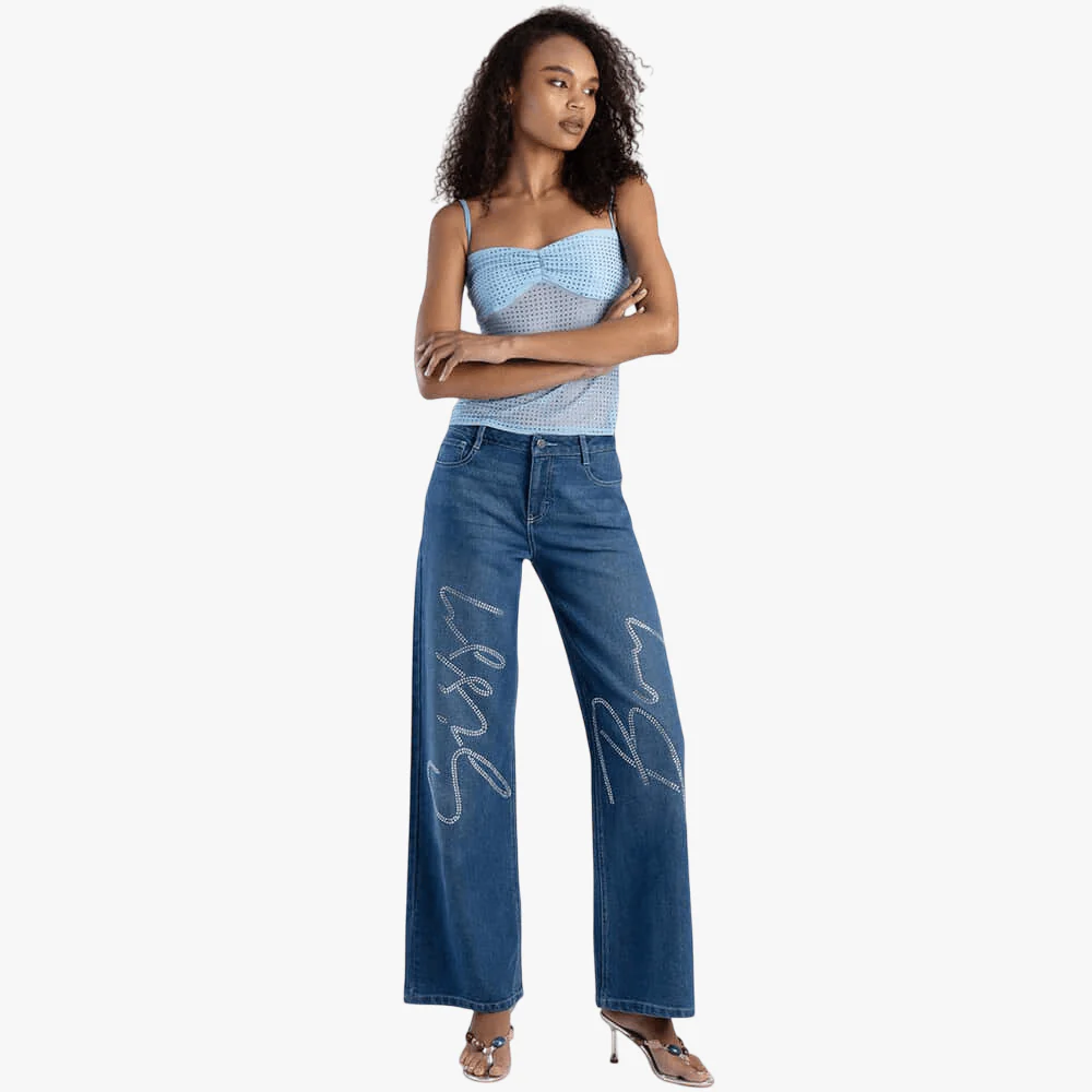 Sissy Boy Womens High Waist Wide Leg Jean Medium Vintage