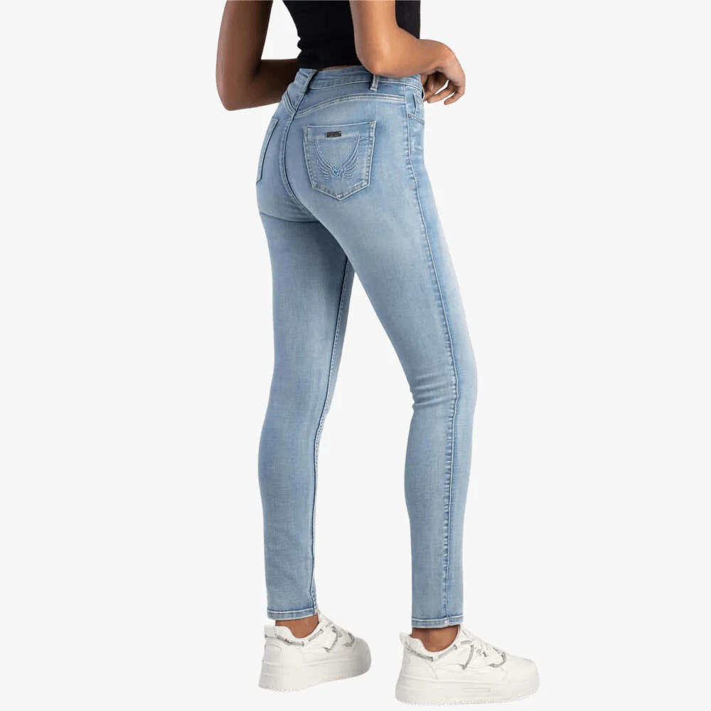 Sissy Boy Womens Mid Waist Skinny Jean Back Pocket Embroid Lt Vintage