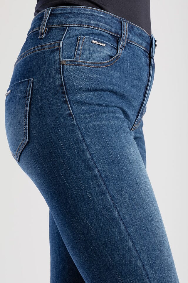 Sissy Boy Womens Mid Waist Leah Bootleg Jeans Med Vintage - Image 2