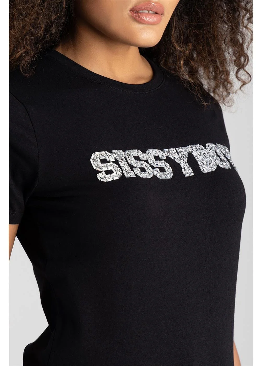Sissy Boy Womens Regular Fit Top With Bling Short Sleeve Tee Bling - Image 2
