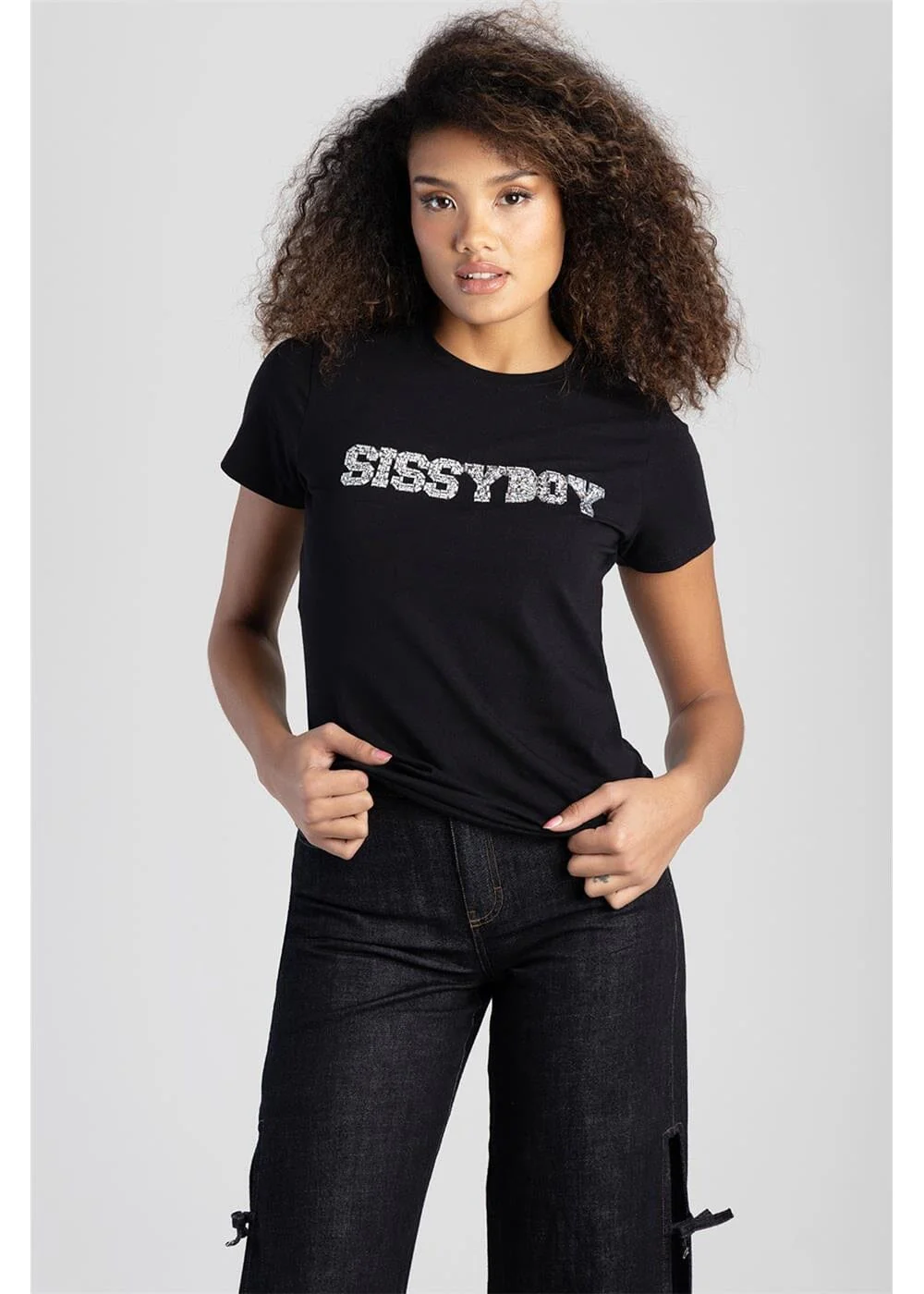 Sissy Boy Womens Regular Fit Top With Bling Short Sleeve Tee Bling - Image 5