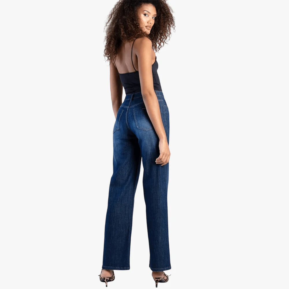 Sissy Boy Womens Sophia High Waist Wide Leg Jean Dark Vintage