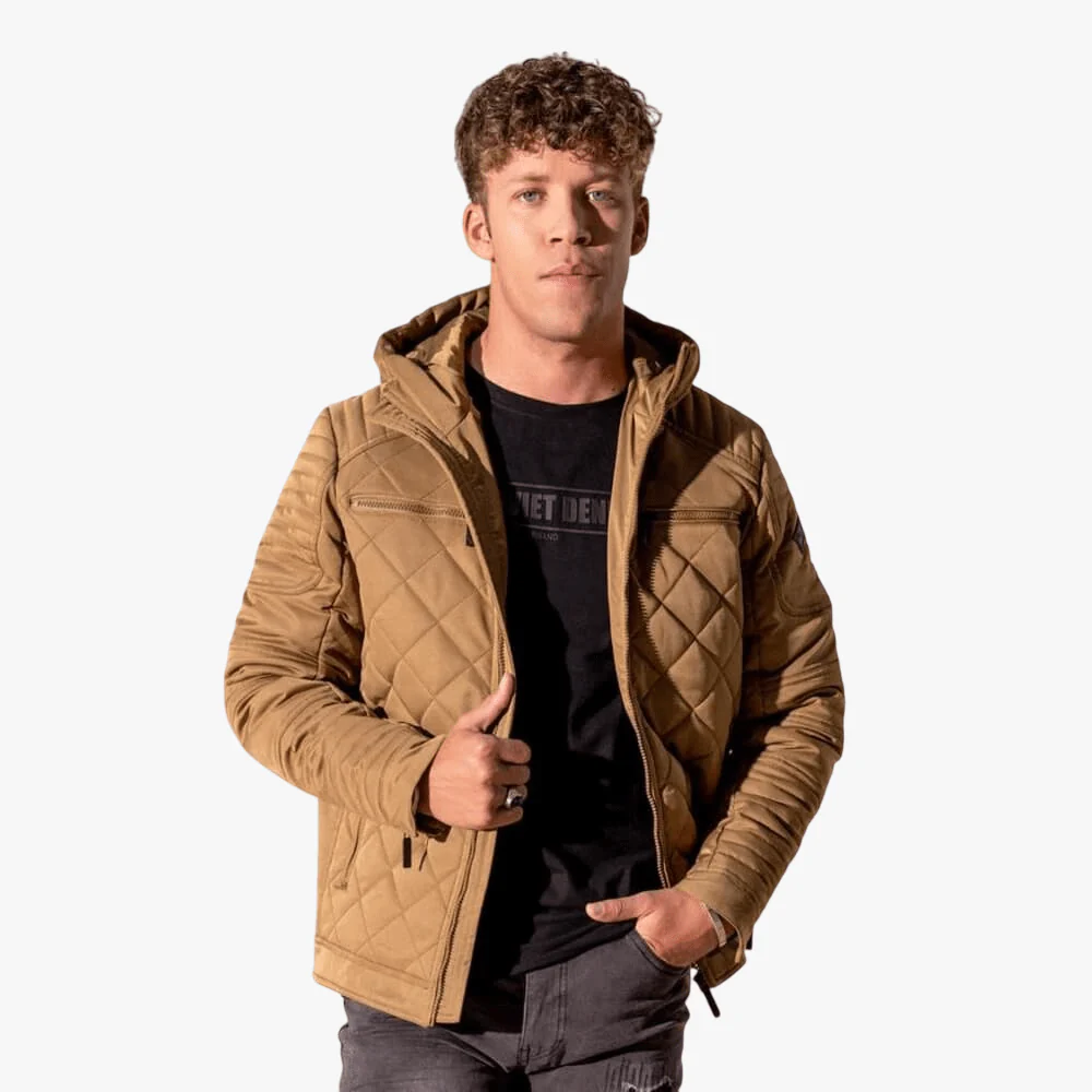 Soviet Mens Saxon Diamond Quilted Jacket Caramel