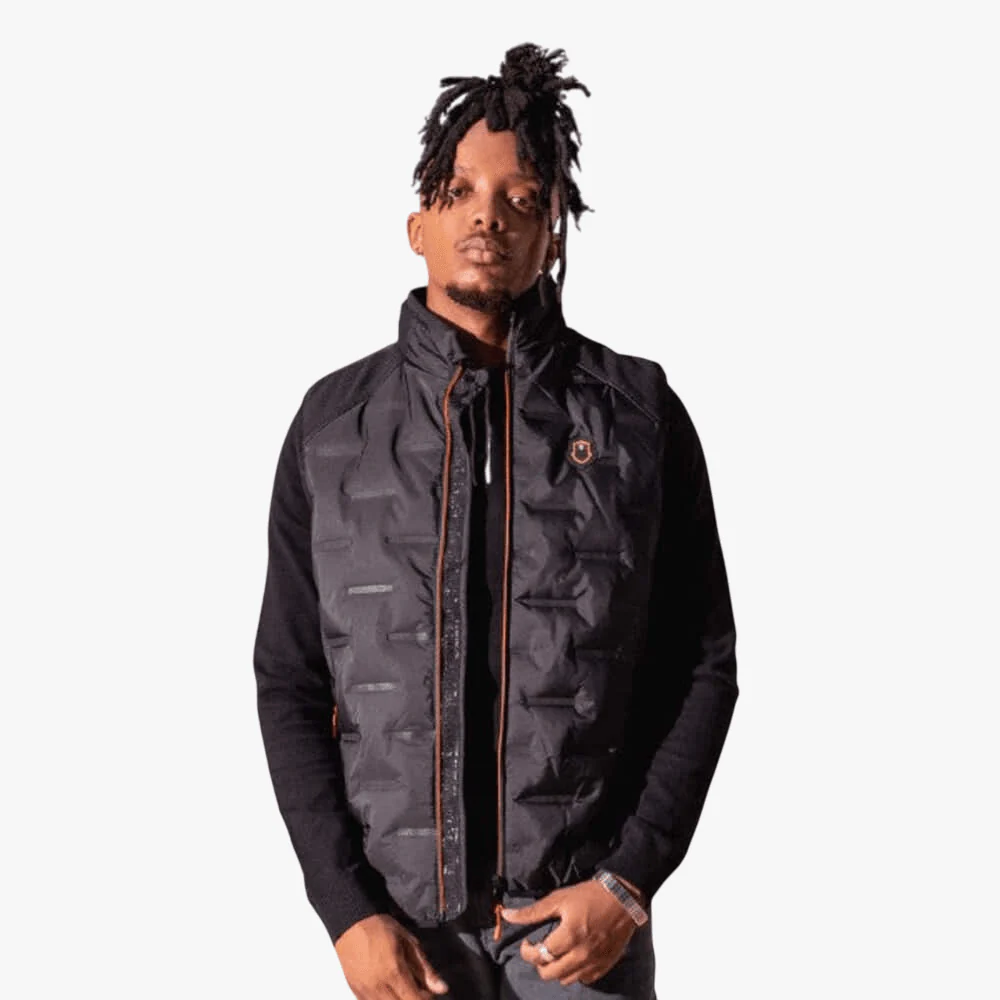 Soviet Mens Viktor Quilted Gilet Sleeve Less Jacket  Black