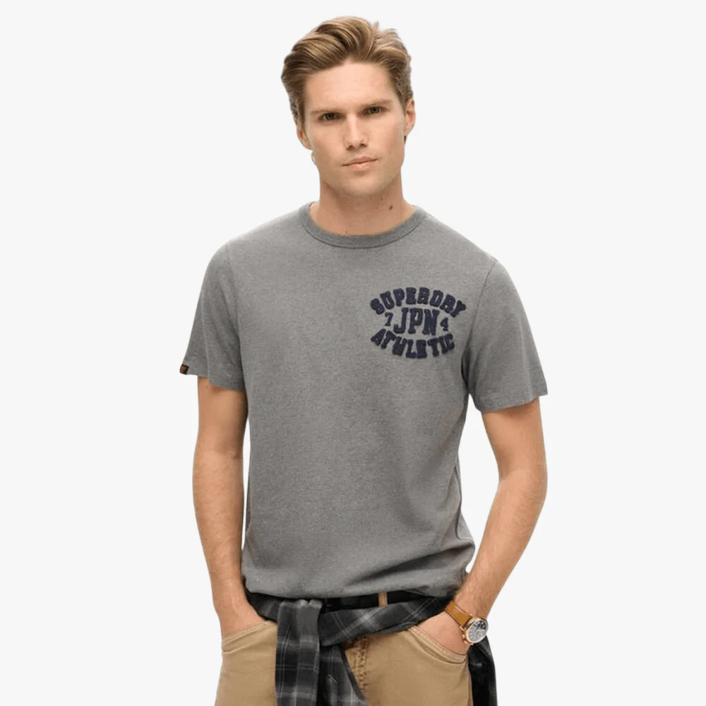 Superdry Mens Vintage Athletic Chest Tee Grey