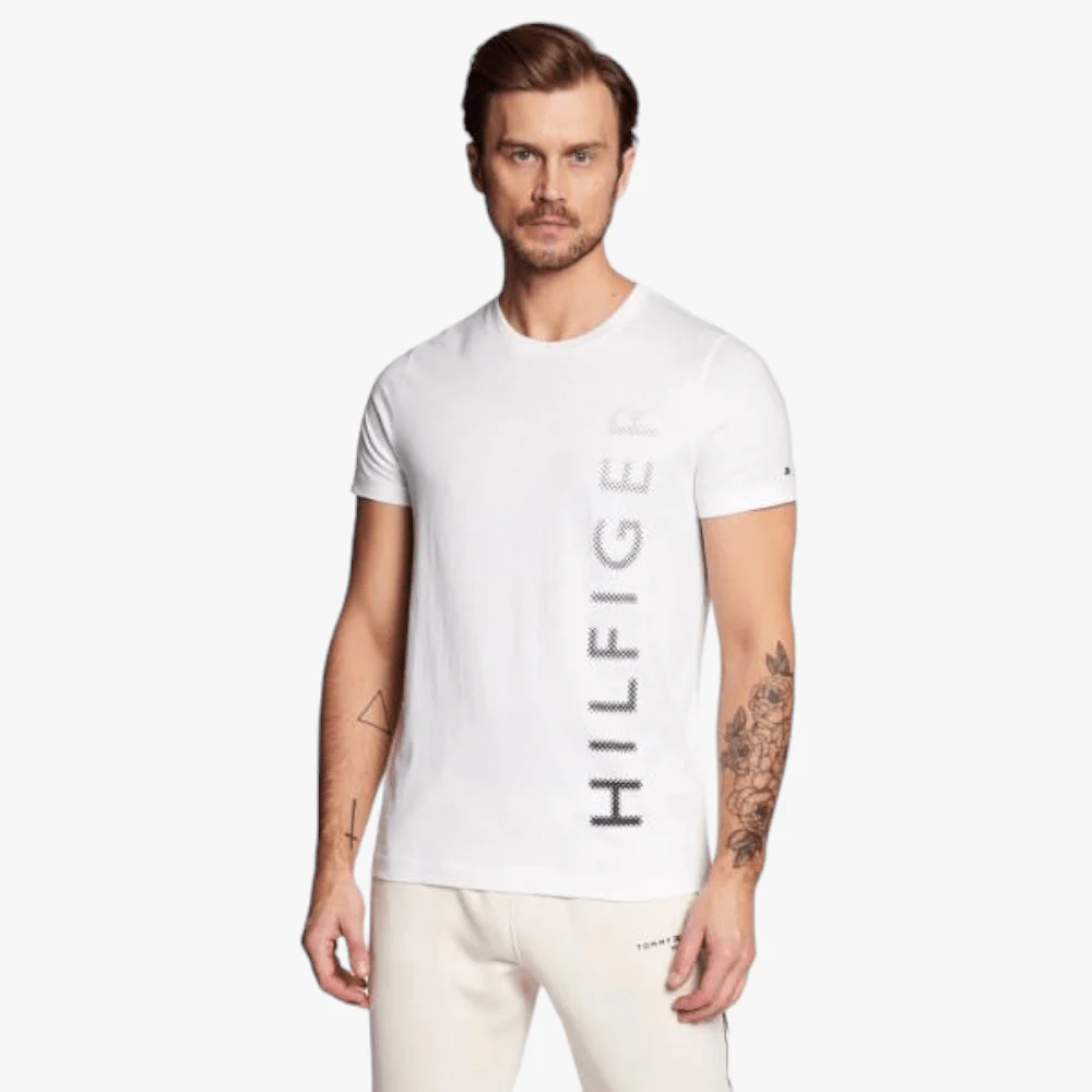 Tommy Hilfiger Mens Vertical Gradient Short Sleeve Tee White