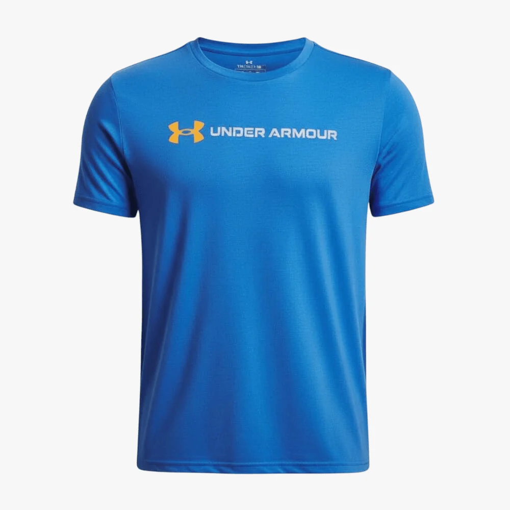 Under Armour Boys Logo Wordmark Short Sleeve Tee 402 Blue