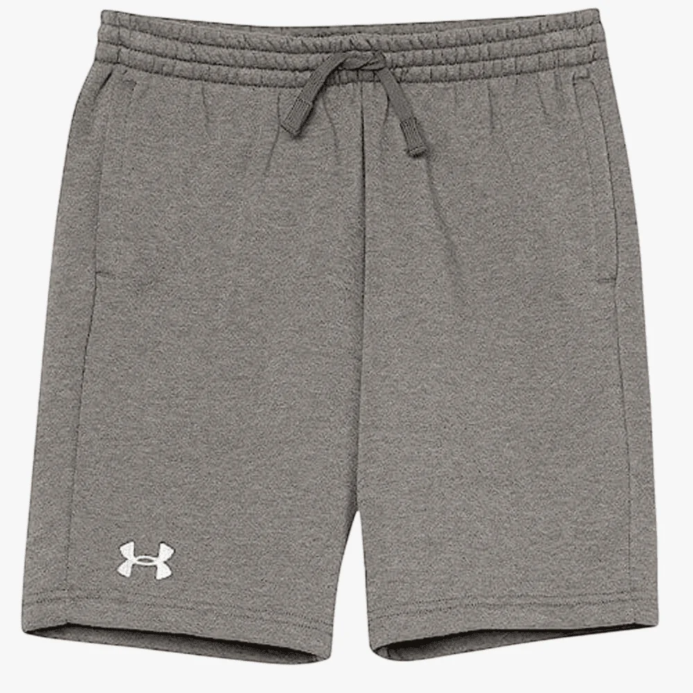 Under Armour Boys Rival Fleece Shorts Castlerock Light Grey Heather