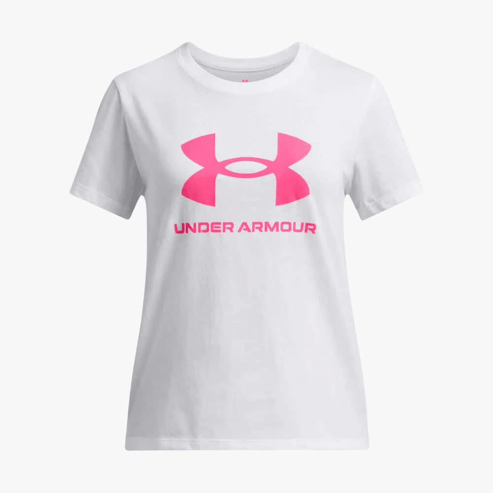 Under Armour Girls Big Logo Short Sleeve Tee 100 White