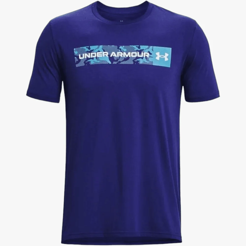 Under Armour Mens Camo Chest Stripe Short Sleeve Tee 468 Blue