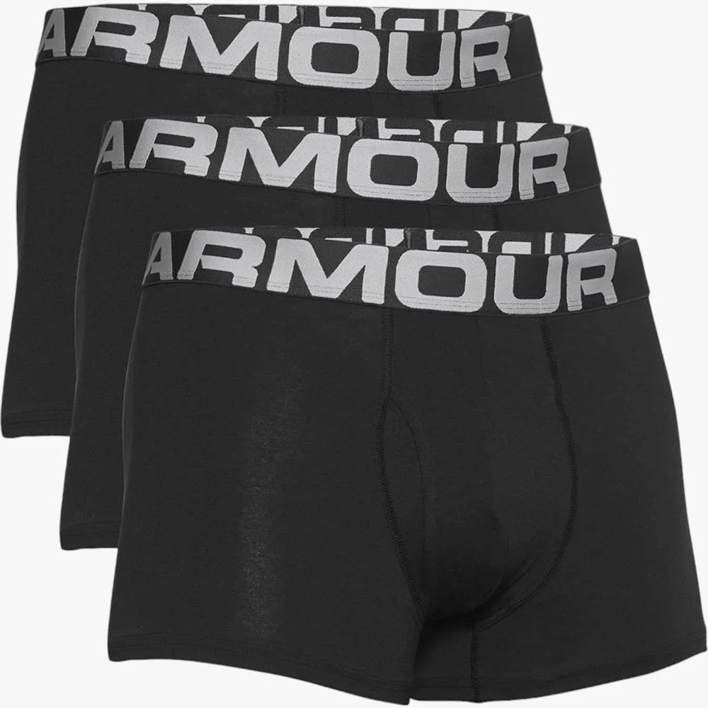 Under Armour Mens Charged Cotton 3In Boxer Jocks 3 Pack 001 Black