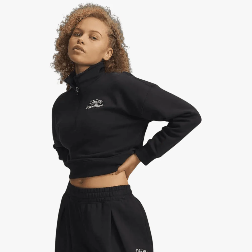 Under Armour Womens Rival Fleece Script Sweater Black