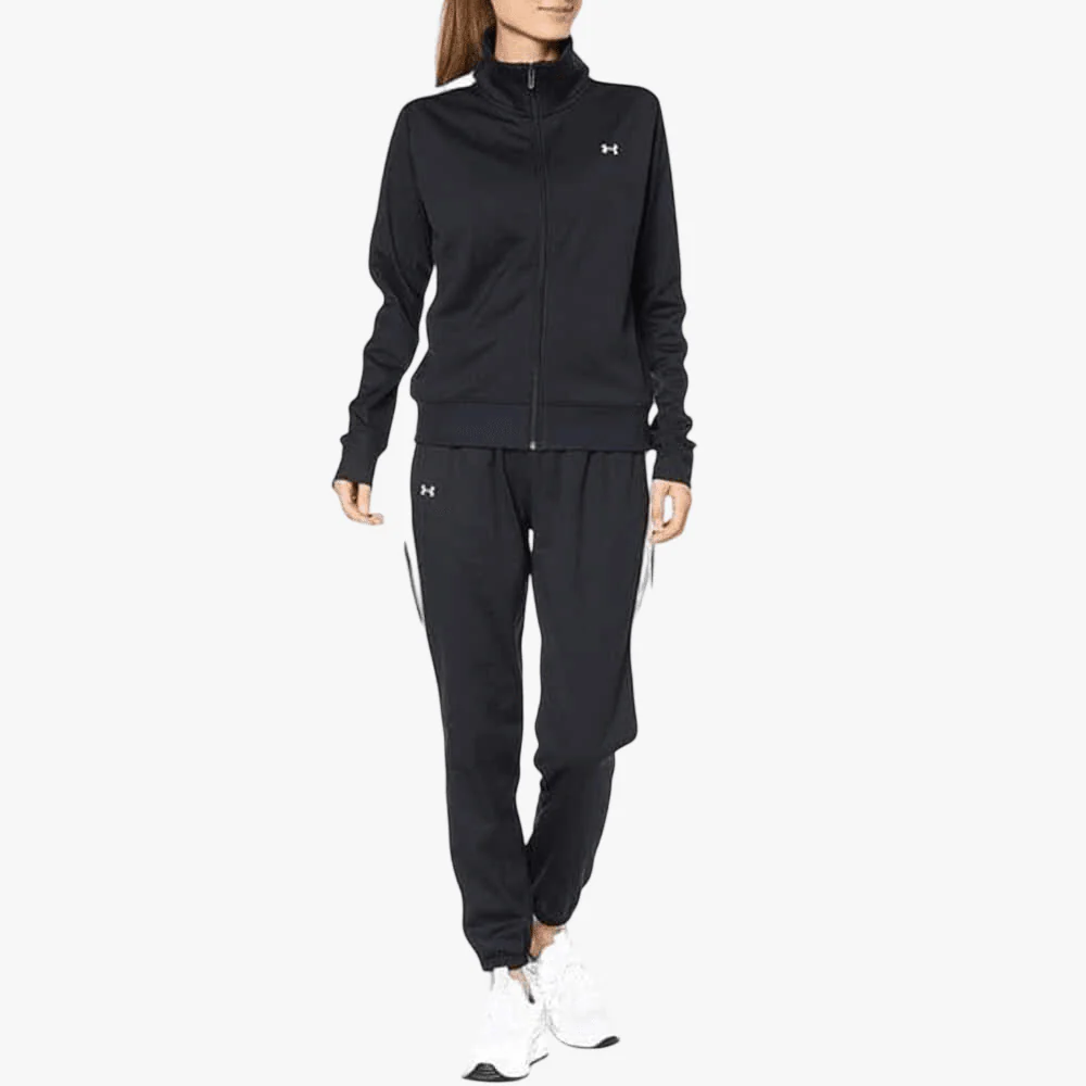 Under Armour Womens Tricot Tracksuit Set 001 Black