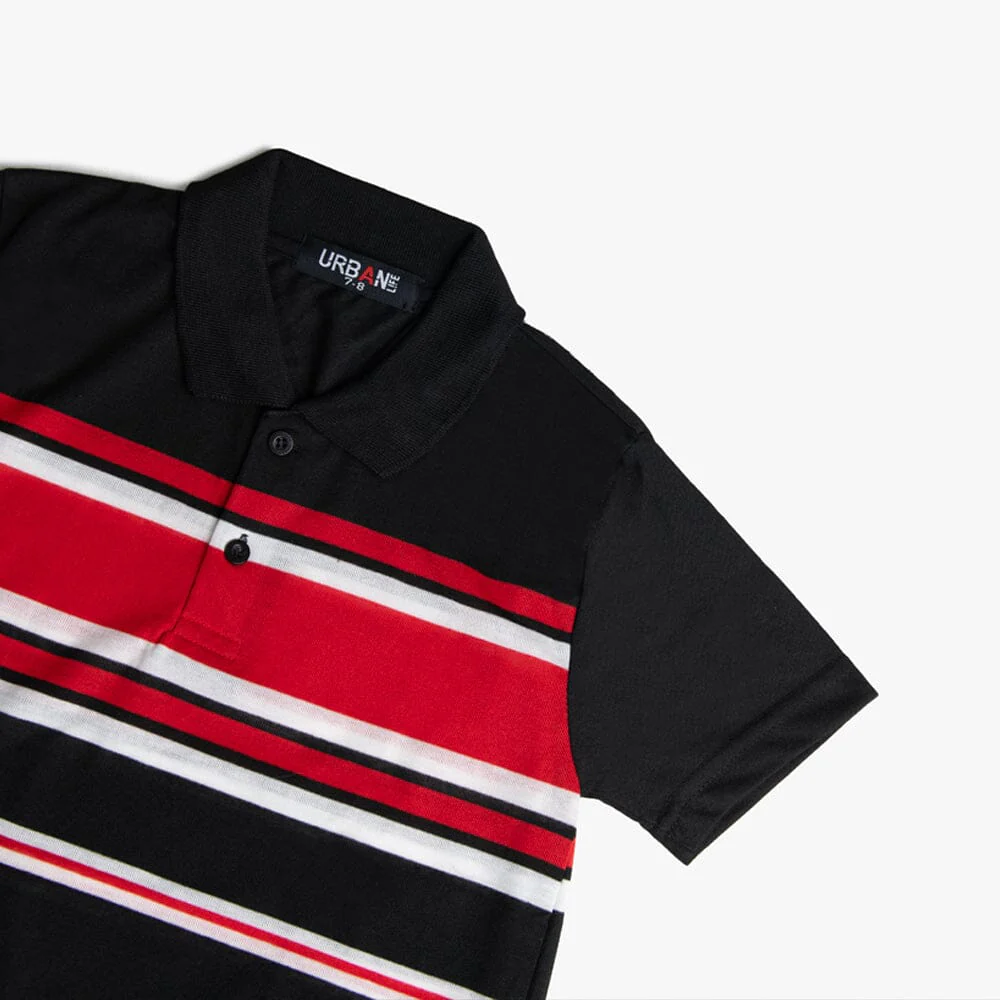Urban Life Boys Golfer Black Red Stripe - Image 3