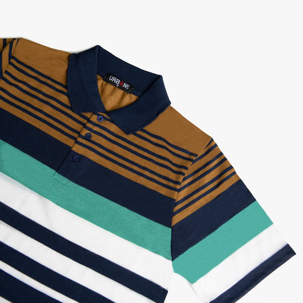 Urban Life Mens Golfer Blue Bronze Stripe - Image 3