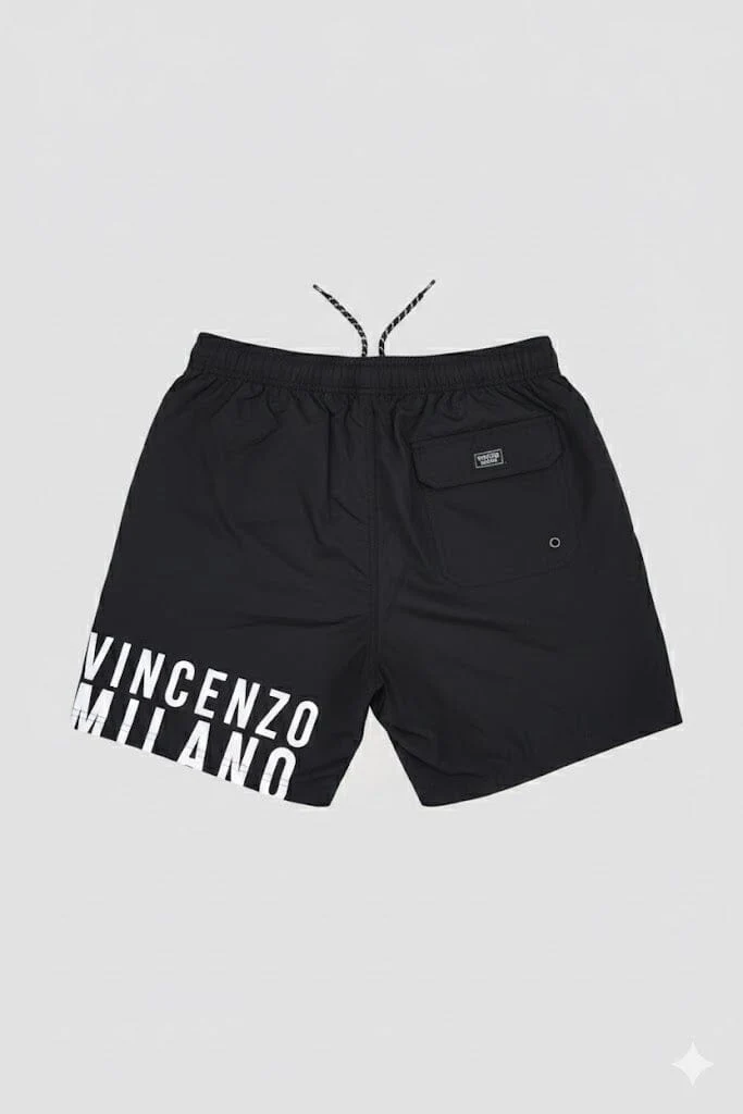 Vincenzo Milano Mens Swim Shorts Black - Image 2