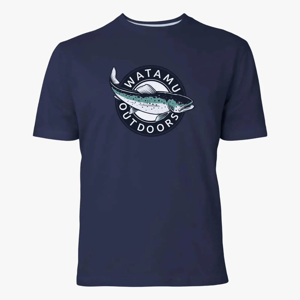 Watamu Mens Rainbow Trout Short Sleeve Tee Navy