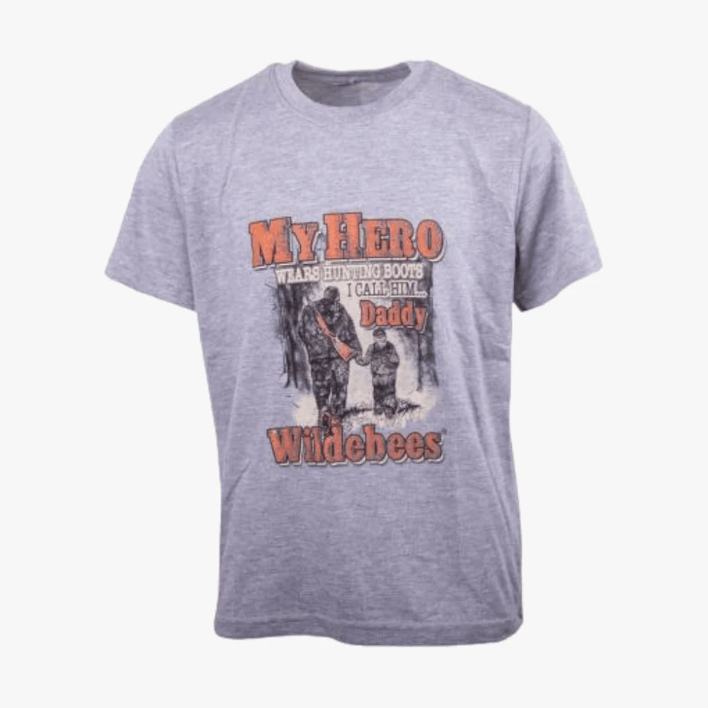 Wildebees Kids My Hero Short Sleeve Tee Grey Mel