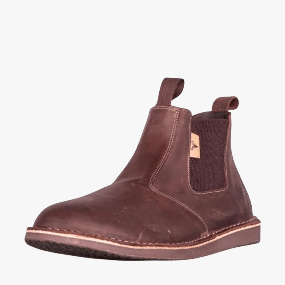 Wildebees Mens Buffalo 2 Chelsea Leather Boot Choc Brown