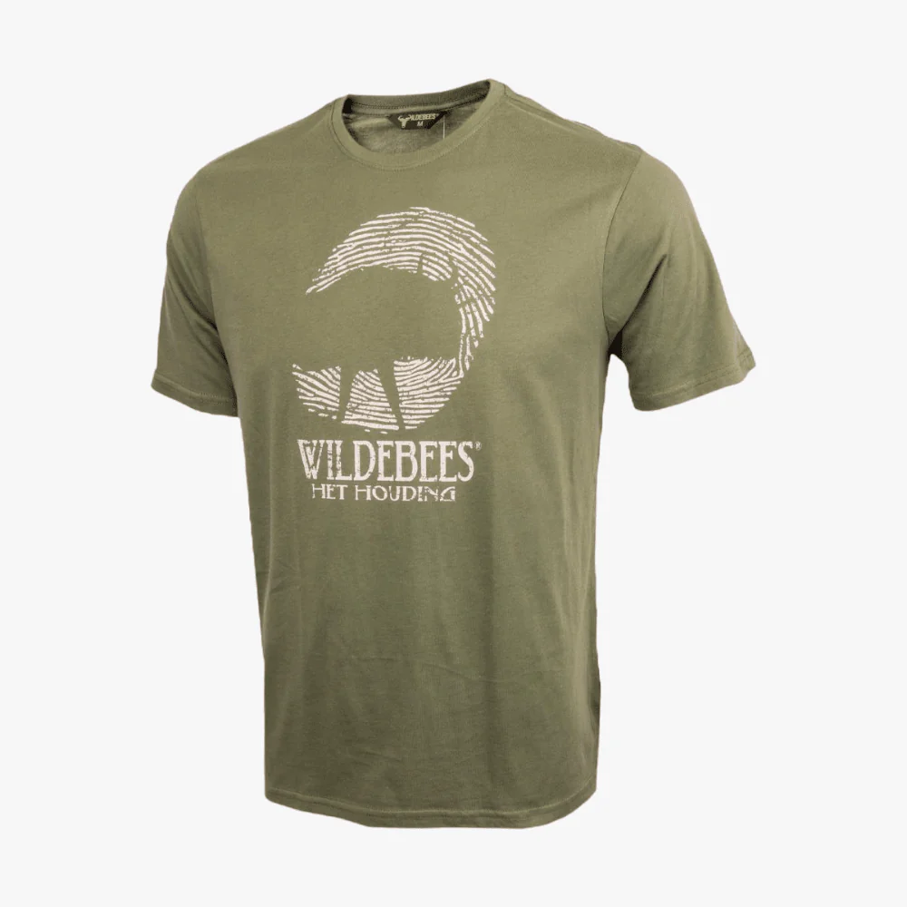Wildebees Mens Finger Print Short Sleeve Tee Army