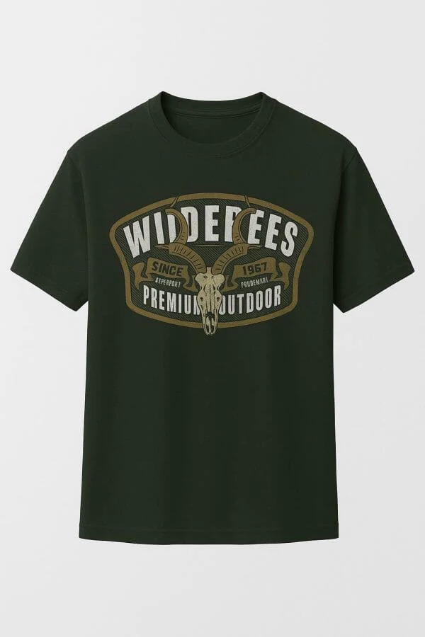 Wildebees Mens Kudu Skull Tee Fatigue