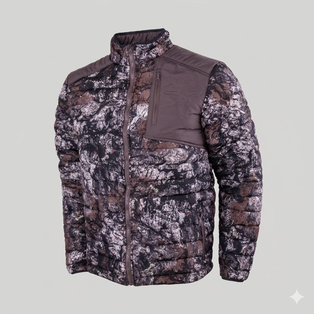 Wildebees Mens Puffer Jacket Bark Charcoal
