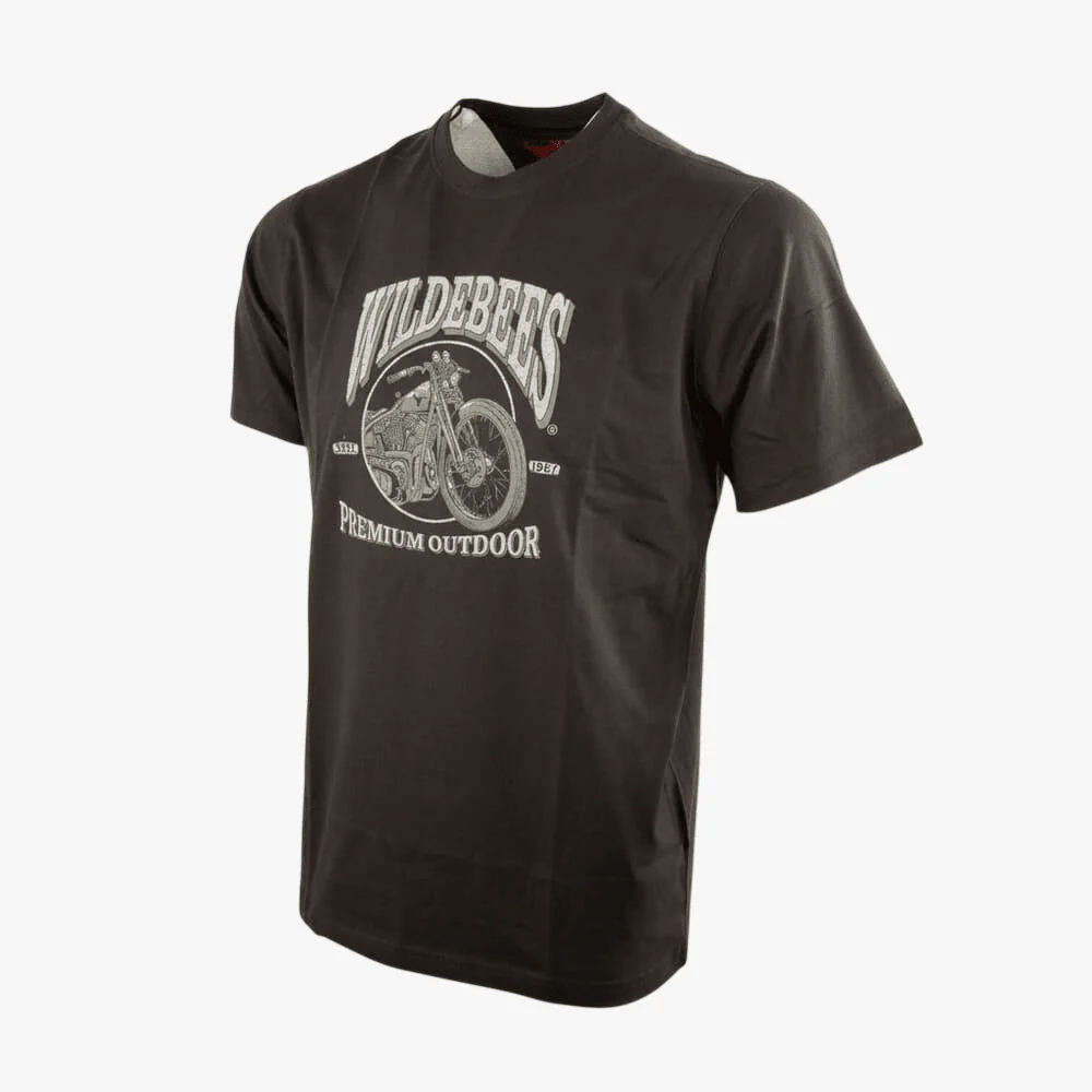 Wildebees Mens Retro Biker Tee Fatigue