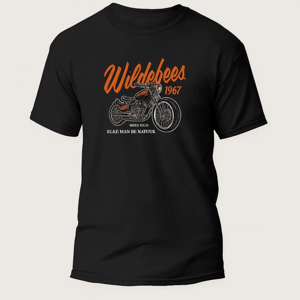Wildebees Mens Retro Script Tee Black
