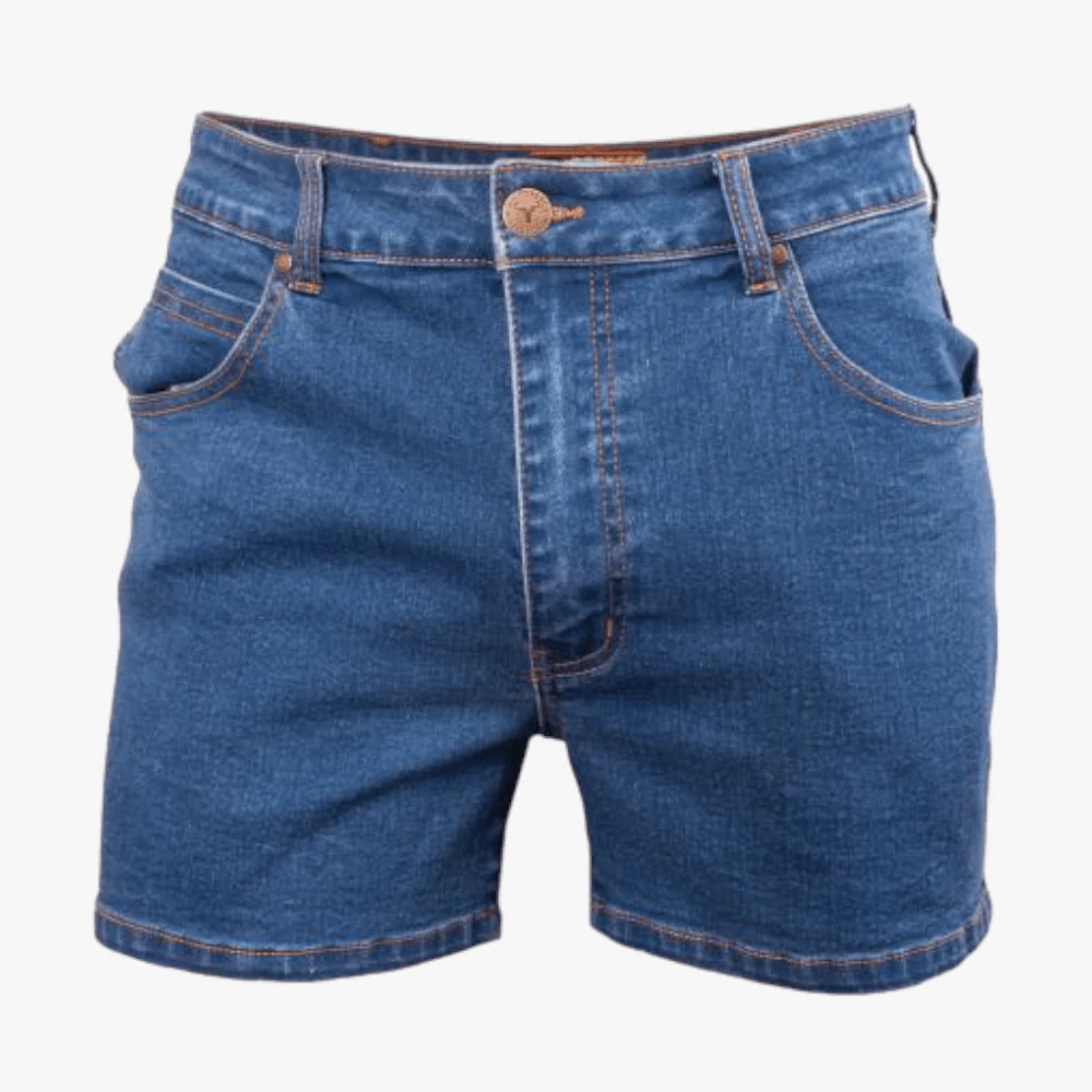 Wildebees Mens Stretch 10Cm Denim Shorts Indigo Stonewash